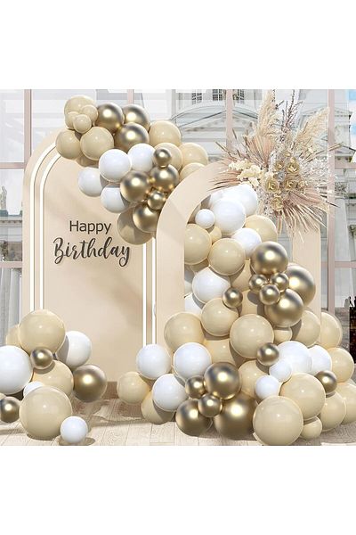 Mack PLUS Set of 40 Simple Sparkle Balloons – Gold, Tan and White Special Combination