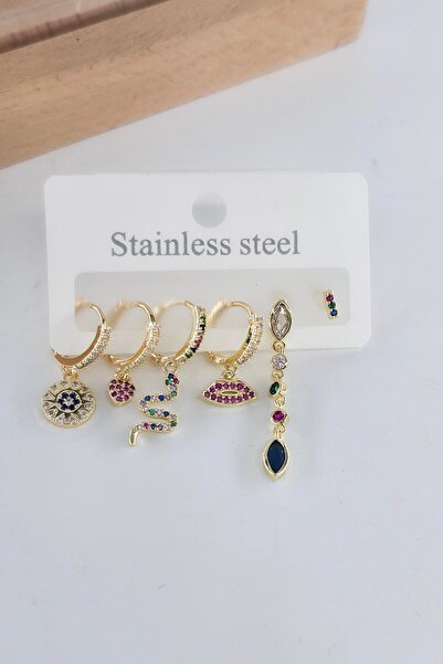 By Zeyna Aksesuar أقراط نسائية من سلسلة Vip مضادة للحساسية من حجر الزركون مكو...