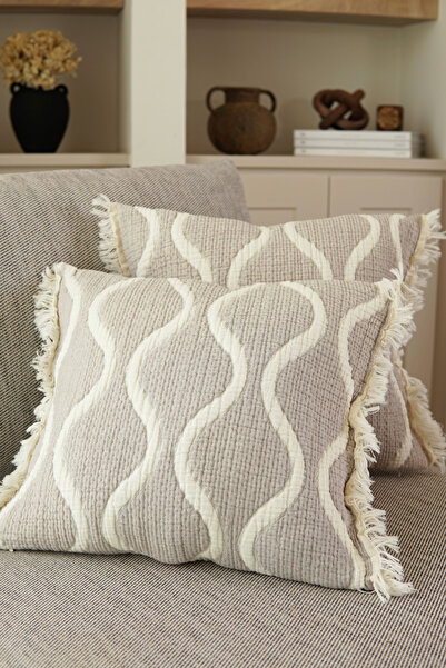 Pilloveland 2-Piece Muslin Throw Pillow Case - 100% Cotton - 3 Layers Muslin - Wave