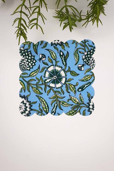 decofav منديل كوكتيل منقوش على شكل حديقة من البلاط الأزرق مقطوع بالليزر قطعة ...