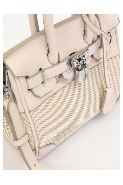 Levidor White Lock Detail Square Handbag White