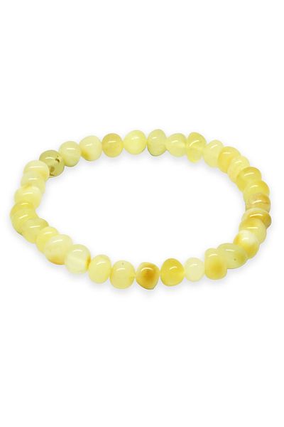 Tesbihane Yellow White Color Natural Form Natural Drop Amber Women's Bracelet