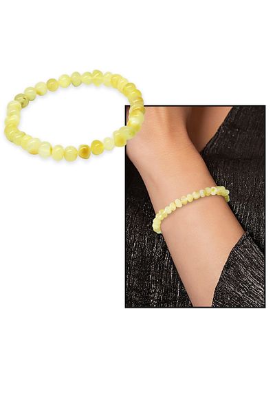 Tesbihane Yellow White Color Natural Form Natural Drop Amber Women's Bracelet