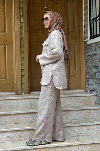 Venöve Rayla Keten Takım 25ssgom0013 Bej