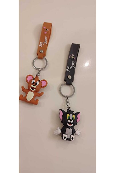 Anziano bijuteri توم وجيري سلسلة مفاتيح ثلاثية الأبعاد للزوجين 2 قطعة