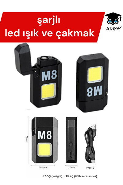 SEYFİKİRTASİYE şarjlı led ışık ve çakmak