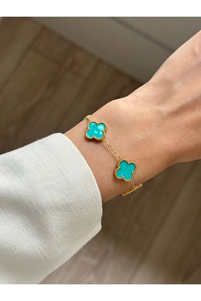 YOUES JEWELRY 316L Steel Pearlescent Hologram Bracelet Women Men Unisex Bracelet Gold Double Sided