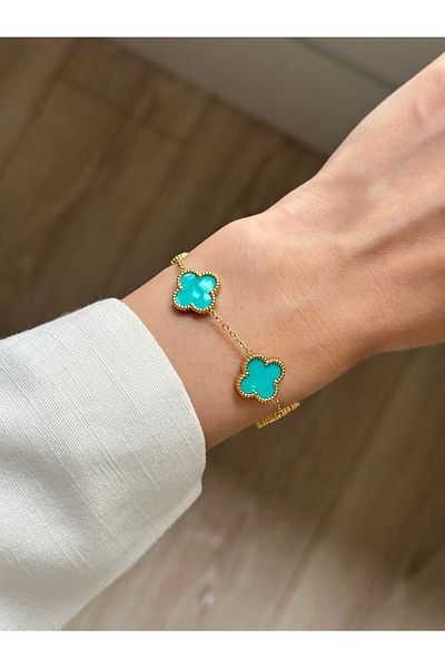 YOUES JEWELRY 316L Steel Pearlescent Hologram Bracelet Women Men Unisex Bracelet Gold Double Sided