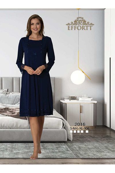 Effortt Maternity Maternity Nightgown Elegant Maternity Nightgown with Lace Detail
