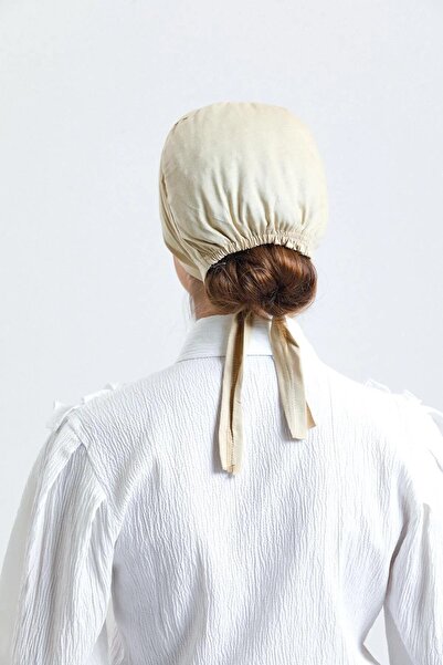 LA SEFA Women's Practical Seamless Lace-Up Hijab Combed Cotton Bonnet-Beige