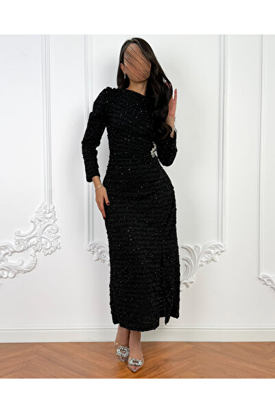 toog فستان بثنيات صغيرة متقاربة مع مشبك كريستالي