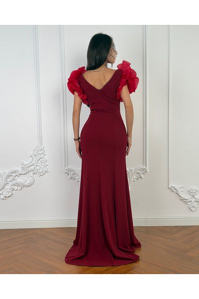 toog Long dress with puff sleeves and a side slit