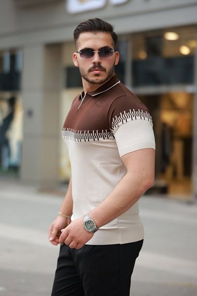 Modayakamoz Tricou cu mânecă scurtă pentru bărbați, cu guler de asistentă, dublă culoare