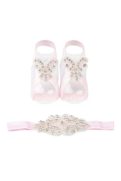 Generic Rhinestone Embellished Headband With Barefoot Overshoes Pink
