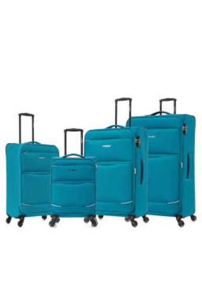 Generic STARGOLD 4-Piece Travel Trolley Set – Polyester Fabric Luggage with Lock System, SG-T74 Aqua