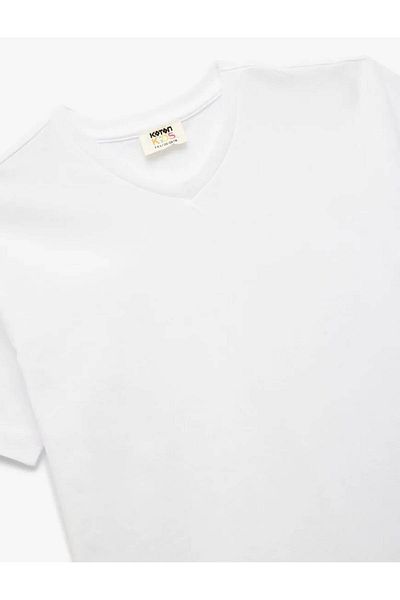 Koton Βασικό T-Shirt με κοντό μανίκι Crew λαιμόκοψη βαμβακερό