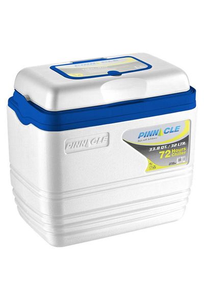 Generic PINNACLE Plastic Insulated Voyager Ice Chest White and Blue 32 Liter TPX-5001