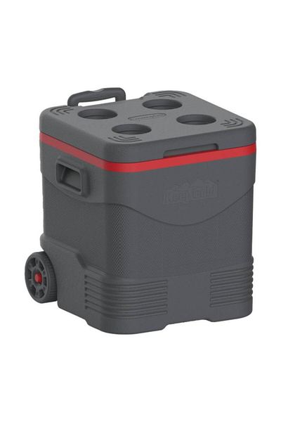 Generic Keep Cold Durable Trolley Ice Chest with Handle Dark Grey and Red 30 Liter