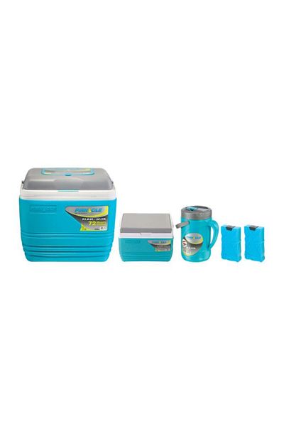 Generic PINNACLE Primero 5-Piece Plastic Insulated Ice Chest Combo Set Blue and Grey TPX-7014