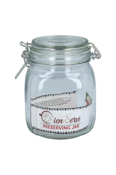 Generic مرطبان زجاجي شفاف لحفظ الطعام من Bien Servi سعة 0.98 لتر