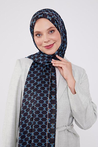 Levidor Siyah-Mavi Çift Renkli Brand Şal