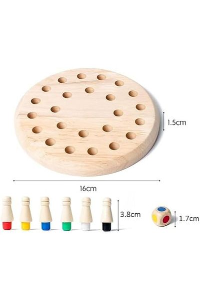 Other Wooden Memory Chess 24 Colored Sticks with Dice Learning Educational Multiplayer Board Game