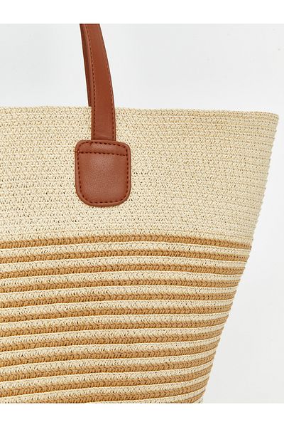 LC Waikiki Line Patterned Straw Women's Beach Bag