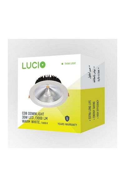 Generic Lucio 30W Plastic High Efficiency LED 100-240V Cob Downlight Warm White