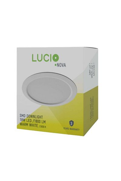 Generic Lucio 18W 1800-Lumens High Efficiency Energy-Saving Downlight Warm White DR46c-18W-3000K