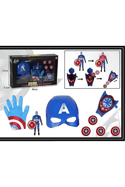 rexa Captain America Hero Roleplay Toy Set with Mask, Shield & Disc Launchers