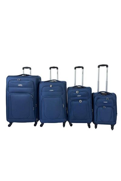 Generic STARGOLD Premium 4-Piece Fabric Trolley Luggage Set, 4 Wheels, Sizes 20/24/28/32", Navy Blue
