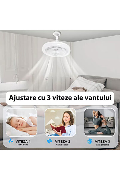 Generic Ceiling fan, with remote control, 3 speeds, made of ABS, with ambient light, white