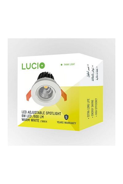 Generic Lucio 3000K 6W Adjustable LED Spotlight Warm White 95 x 40mm