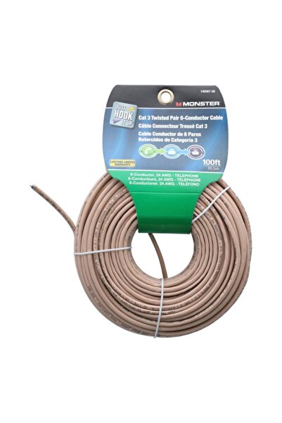 Generic Monster Jhiu High Performance and Durability CAT3 Telephone Wire Ivory 100 Feet 3108339