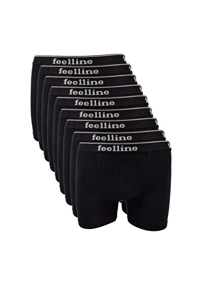 Meleners 9 Pieces Feelline Black Cotton Natural Lycra Men's Boxers