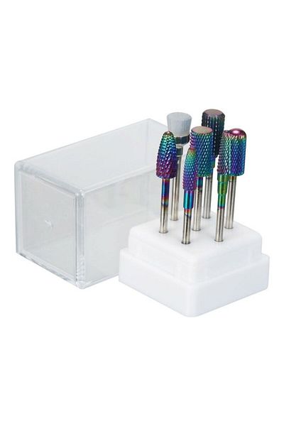 Generic مجموعة رؤوس مثقاب الأظافر متعددة الألوان، مكونة من 7 قطع