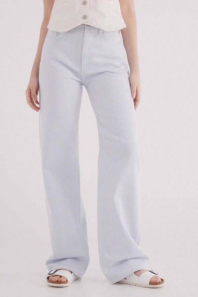 Springfield Wide leg striped cotton jeans