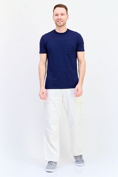 CELIO Men Regular Fit Drawstring Solid Cargo Pants, Off White