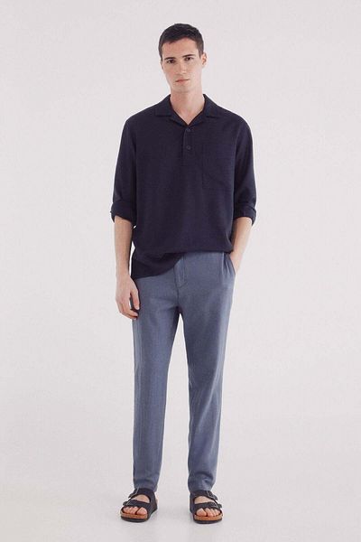Springfield Slim fit linen structured trousers