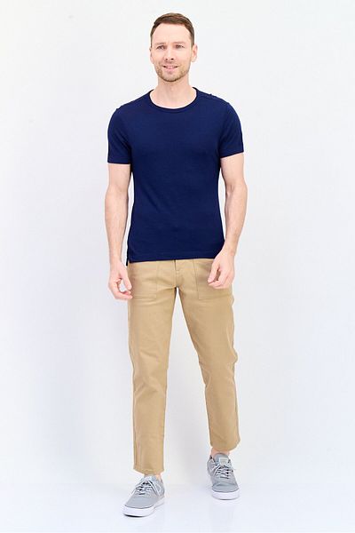 CELIO Men Crew Neck Short Sleeve Solid T Shirt, Navy