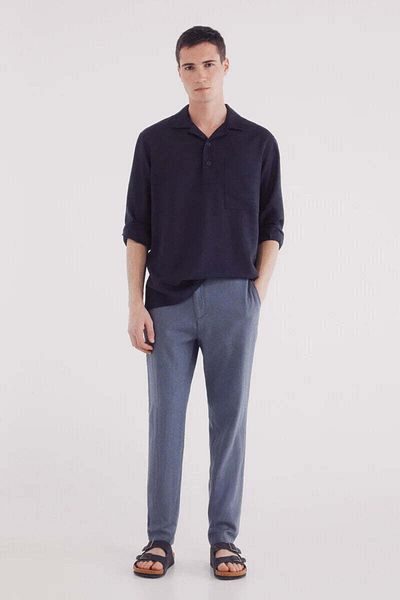 Springfield Slim fit linen structured trousers