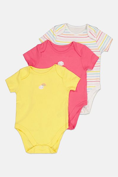 MOTHERCARE Toddlers Girl 3 Pcs Graphic Print Bodysuit, Multicolor