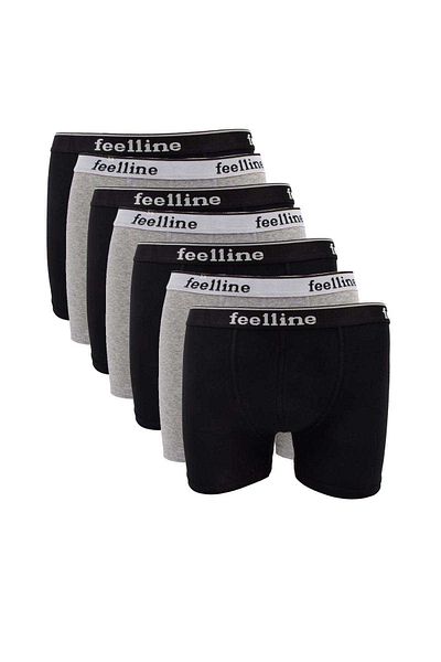 Rasanet 7 Pieces Feelline Black and Gray Cotton Natural Lycra Men's Boxers