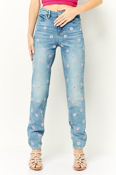 Guess Women Skinny Fit Embroidered Stretchable Denim, Multicolor