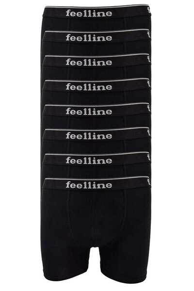 Meleners 8 Pieces Feelline Black Cotton Natural Lycra Men's Boxers