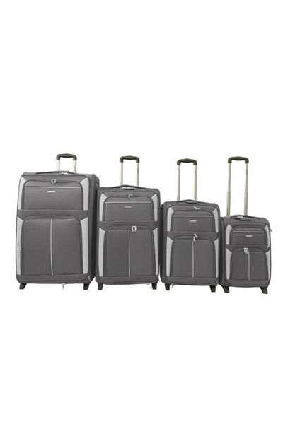 Generic STARGOLD 4PCS Fabric Trolley Luggage Set, Durable 2-Wheel Travel Bags 20-32", VT-TR511 Dark Grey