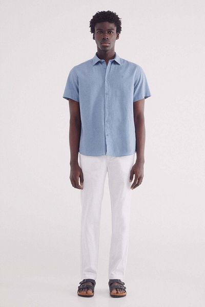Springfield Linen shirt with short sleeves