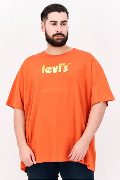 Levi's Men Crew Neck Short Sleeve Brand Logo T-Shirt, Orange