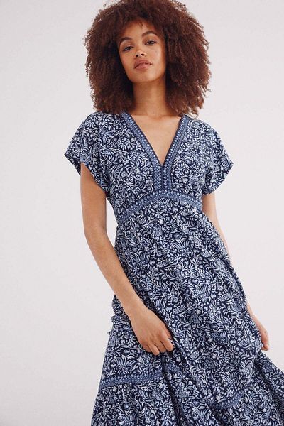 Springfield midi dress with border and flower print