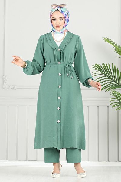 ModaMerve Lace-Up Hijab Suit 023Mr1077-M Mint